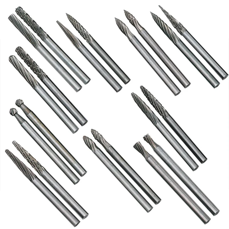 

20pcs/set Tungsten Steel with 3mm Handle Rotary Routing Router Bit Milling Cutter Carving Machine Grinding Head Milling Cutter