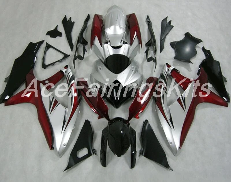 

New TOP (Injection molding) ABS Fairing Kits Fit For Suzuki GSX-R600 GSX-R750 K8 2008 2009 2010 Fairings set Dark Red silver