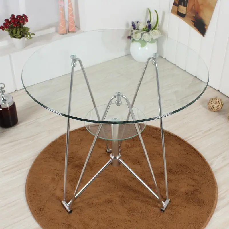 

Modern Simple Toughened Glass Small Round Table Fashion Negotiation Coffee Reception Table Small Household Dining Table Floating