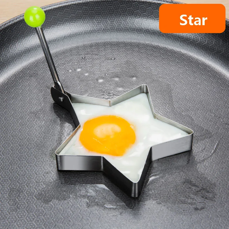 Блинная форма для омлета, форма для жарки яиц, инструменты для приготовления пищи, нержавеющая сталь, 5 видов стилей, жареное яйцо, кухонные принадлежности гаджет, кольца - Цвет: star