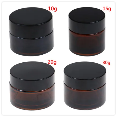 1PCS 10g/15g/20g/30g/50g/100g 유리 앰버 브라운 코스메틱 페이스 크림 병 립 밤 샘플 용기 항아리 메이크업 스토어 바이알