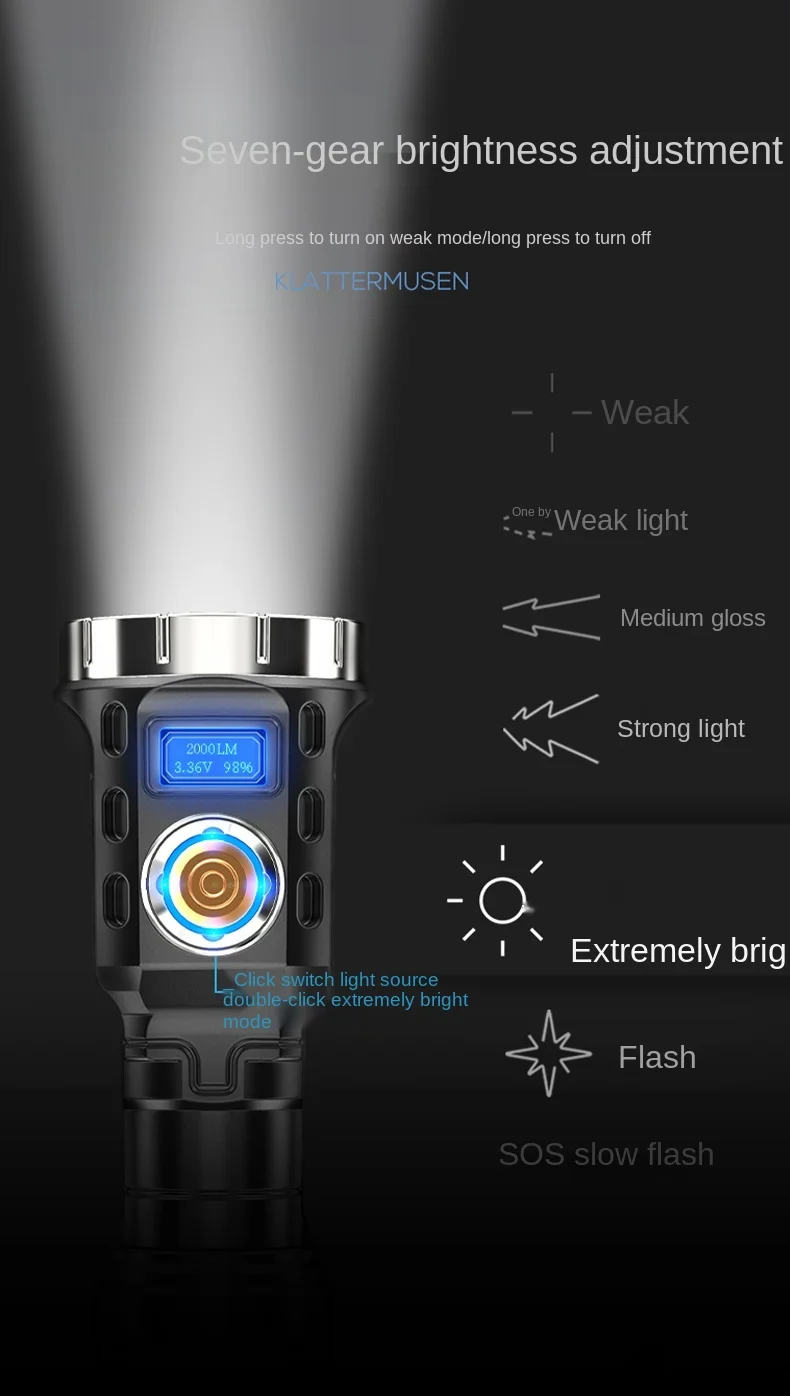 Lanterna de Acampamento Interruptor da Tocha Mais Leve Dura Mini Lanterna Foco Ajustável Flash Portátil Iluminação Luz Led 7 leve luz dura led mini lanterna foco