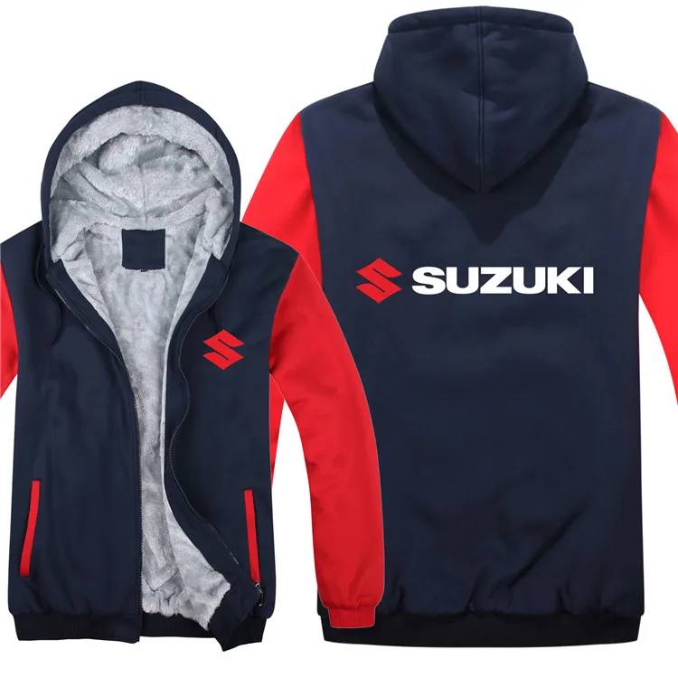 as picture3 Мотоциклетная куртка с капюшоном Suzuki, зимний мужской пуловер, мужское пальто, Повседневный шерстяной флисовый свитер Suzuki - Цвет: as picture3