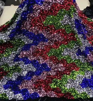 

2020 high quality French sequence sequins net lace,African velvet tulle mesh sequence lace fabric for party dress 5yards/lot