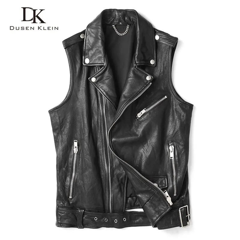 

Luxury leather Vest Genuine leather jacket men Dusen Klein New Nature sheepskin Short/Slim Designer coats Black 71U9185