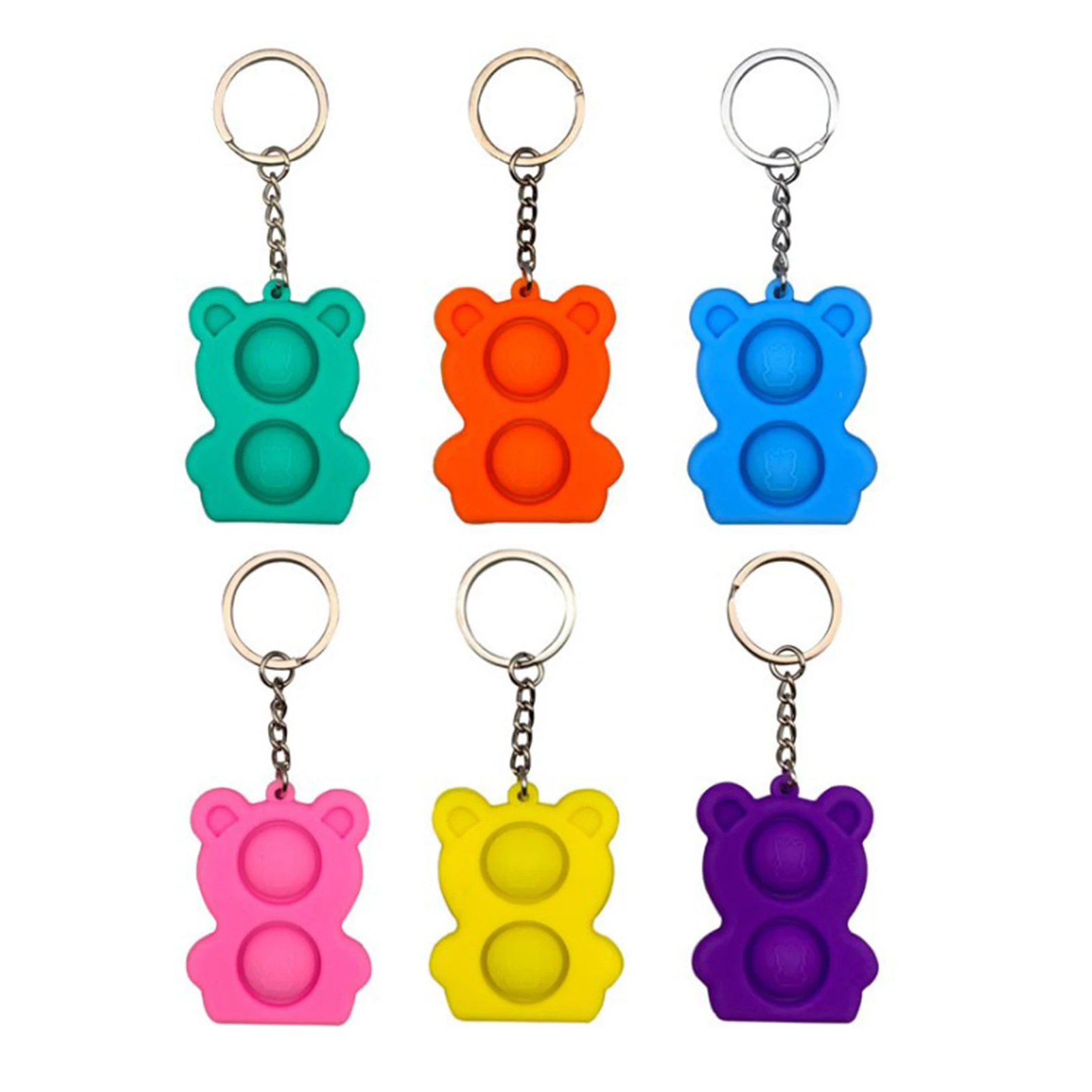 Juguete sencillo con hoyuelos para aliviar el estrés, juguete sensorial, llavero de burbujas, alivia el estrés, superficie lisa de goma, botón