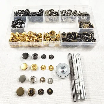 

40/80 Sets Snaps Snap Button Popper with 4 Pieces Fixing Tools 10mm/12mm Tombol jepret Bottone a pressione H99F