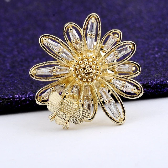 4pcs Brooch Set Fashion Flower Brooches for Women Anti-glare