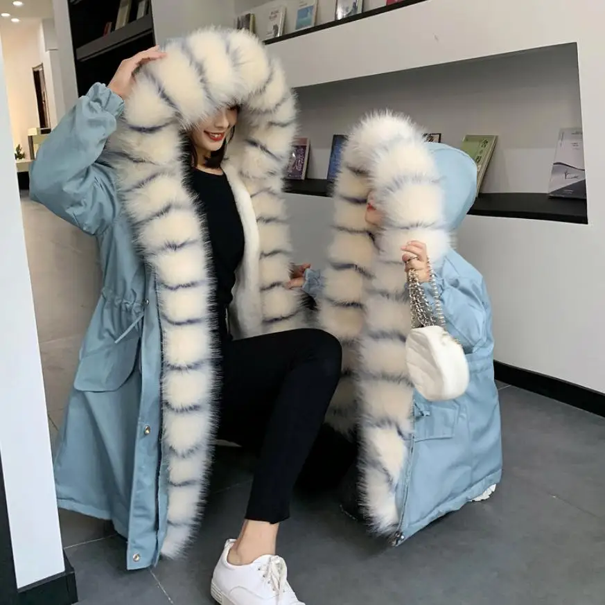 grey blue 1 Для мамы и малыша, одежда для детей утепленное пальто, дутая куртка искусственная Меховая куртка с капюшоном из искусственного меха пальто Modis Детская куртка-парка верхняя одежда Y2246 - Цвет: grey blue 1