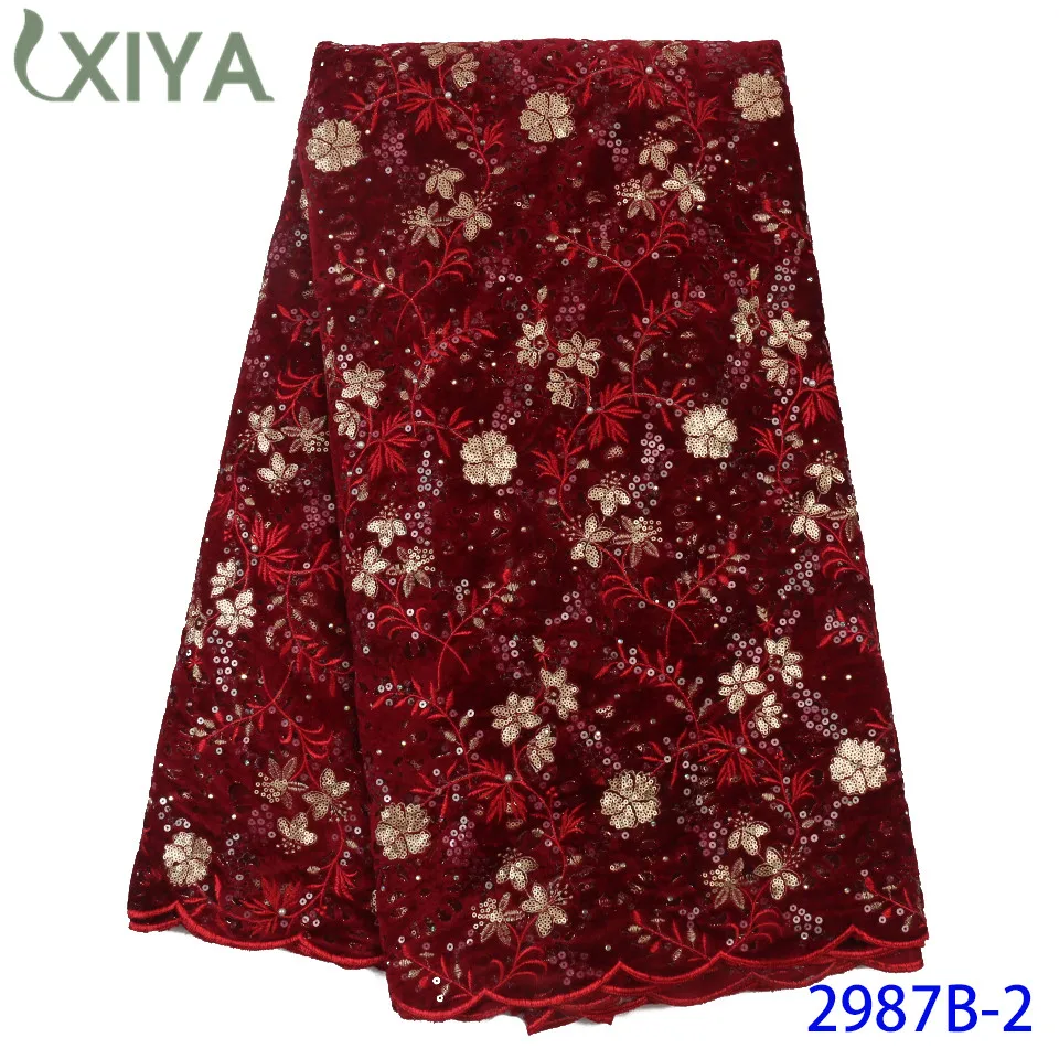 New Arrival Velvet Lace Fabrics Sequins Lace Fabrics for Wedding African Nigerian Tulle Mesh Lace Fabric with Sequins APW2987B