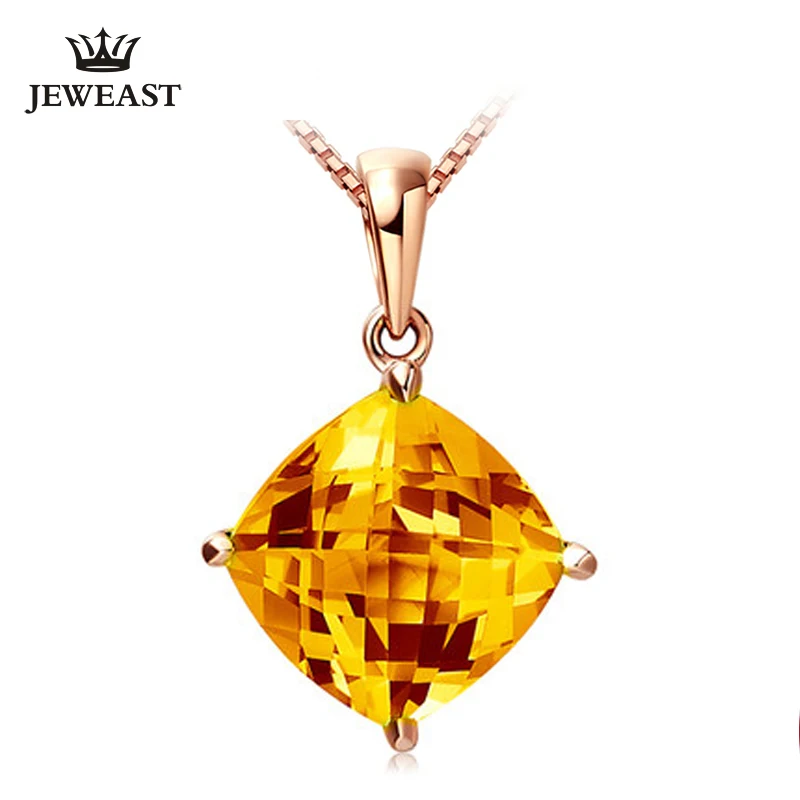 

Natural Citrine 18K Pure Gold Pendant Real AU 750 Solid Gold Upscale Trendy Classic Party Fine Jewelry Hot Sell New 2019