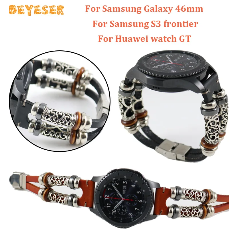 Для samsung galaxy watch 46 мм gear S3 ретро кожаный ремешок для часов huawei watch GT 2 ремешок для часов сменный Браслет