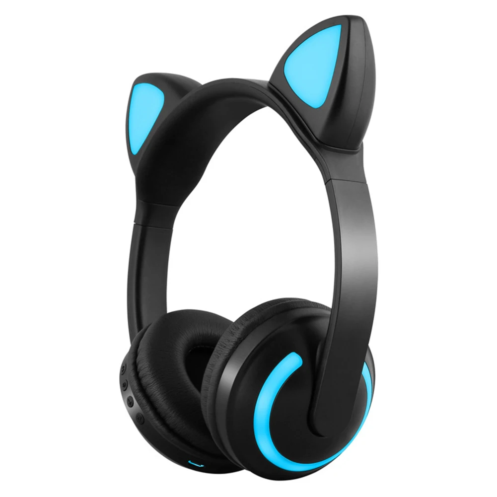 USB Rechargeable Headset Bluetooth Wireless Music Cat ears Shape Backlight Earphone Portable Entertainment Earphone Accessories