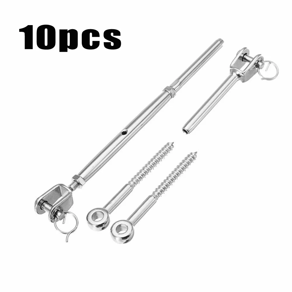 

10pcs Balustrade Set Stainless Steel Wire Rope DIY Swage Fork Turnbuckle Marine Sailing Hardware Boats Accessories