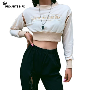 

Hot Selling Autumn New Women's Letter Embroidery Round Neck Stitching Sweatshirts Long Sleeves Print Letter
