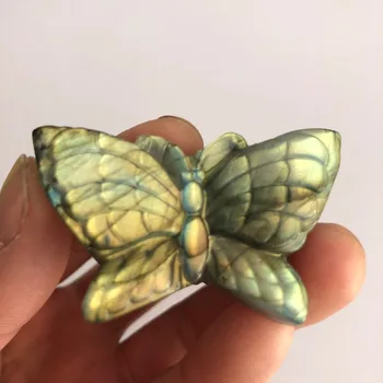 

1pcs Natural labradorite stone Animal Figurines Carved crystal Butterfly