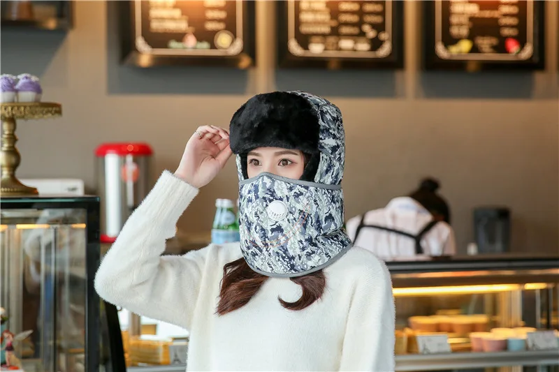 winter lovers Digital Camouflage Lei Feng hats for men winter outdoor cycling cold proof thickened warm hats wholesale