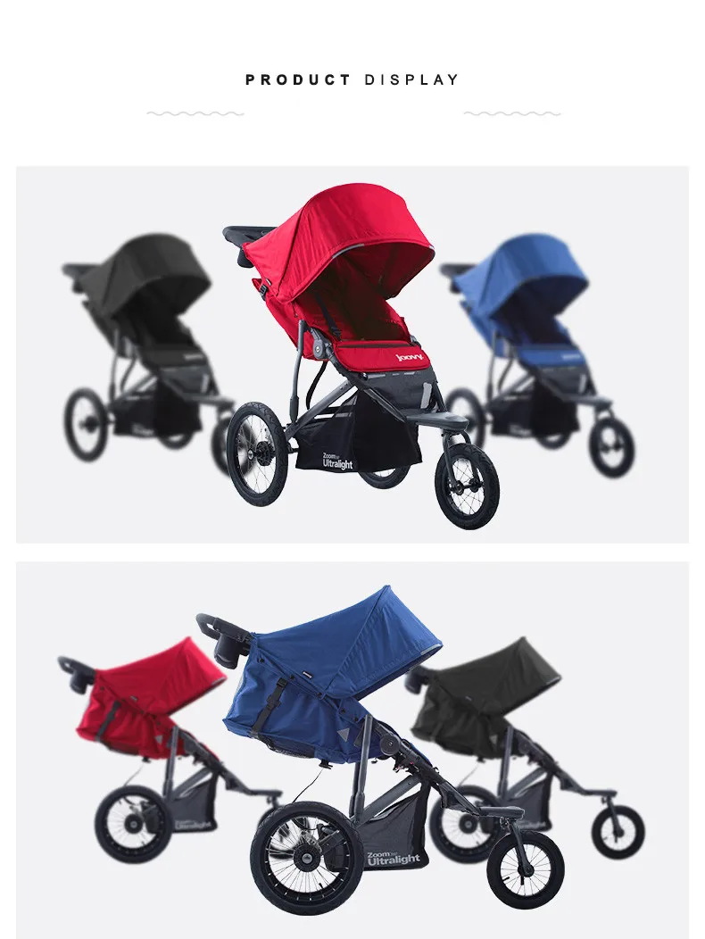 Luxury Multifunctional Baby Stroller Portable High Landscape Red Black Stroller Folding Newborn Infant Three Big Wheel Stroller