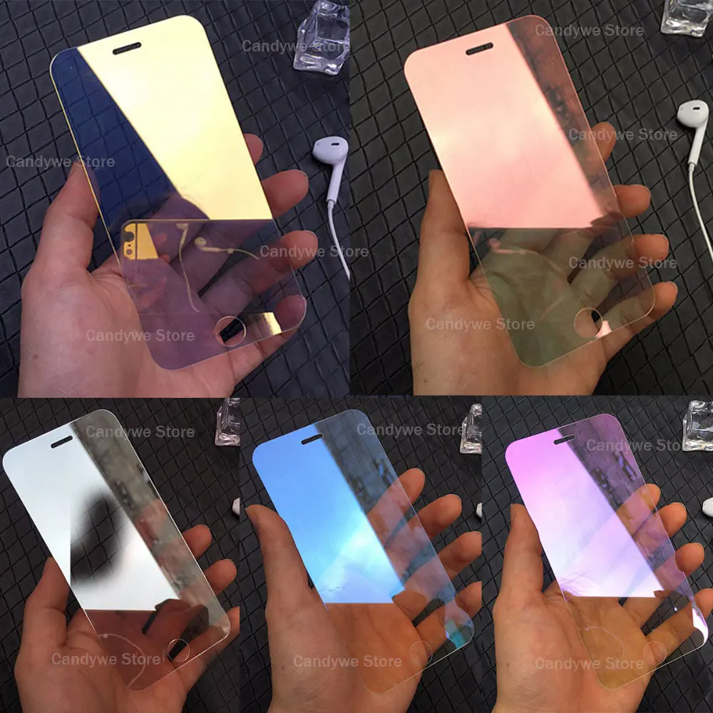 9H красочное зеркало Закаленное стекло протектор экрана для iPhone X XR XS 11 Pro Max SE 2020 6 6S