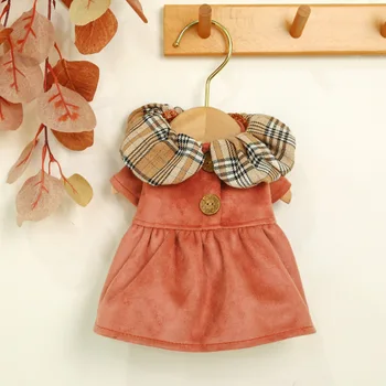 

Autumn and Winter Plaid Collar Suede Skirts for Dogs Small Puppy Pink Color Cheap Price Dog Dresses Comfortable Chihuahua Skirts