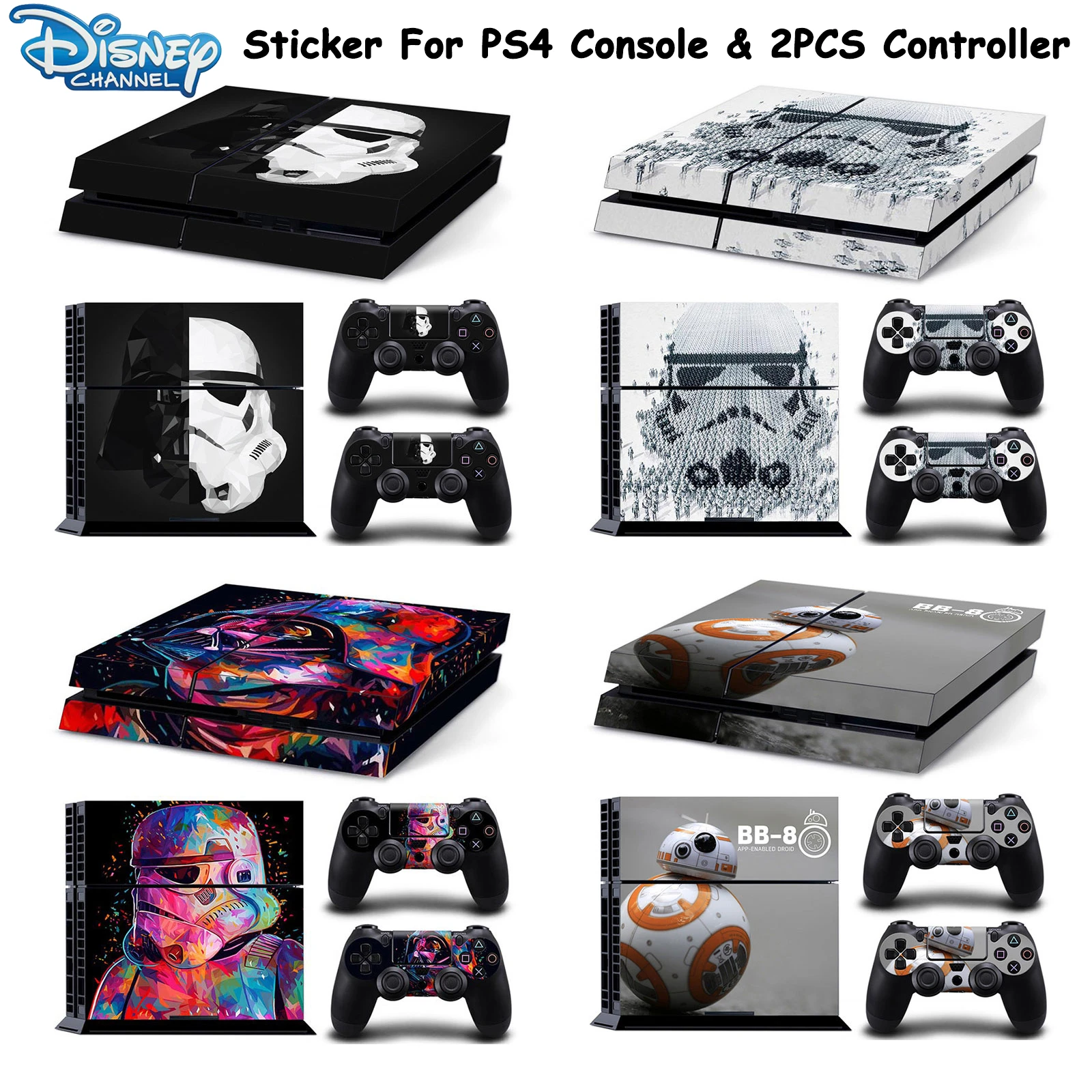 Disney Star Wars Darth Vader Sticker Cover Wrap Protector Skin For PlayStation 4 Console & 2PCS Controller Skin Decal For PS4