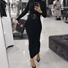 Nadafair Turtleneck Long Sexy Bodycon Dress Women Autumn Winter Long Sleeve Basic Red Black White Solid Midi Dress ► Photo 1/6