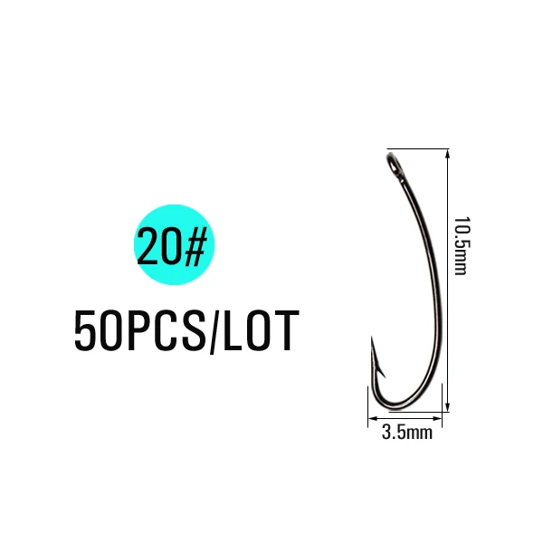50pcs Size 20 ICERIO 50 шт. изогнутый прямой крючок для завязывания мух сухие влажные мухи хопперы Terrestrials и Stonefly Nymphs приманка материалы - Цвет: 50pcs Size 20
