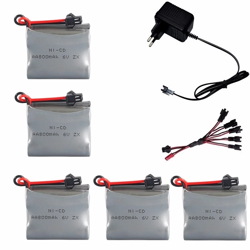Silver SM Plug) Ni-CD 6 в 800 мАч батарея+ USB зарядное устройство для Rc игрушки автомобили танки Роботы RC 2877 3831 лодки AA 6 в перезаряжаемый аккумулятор - Цвет: Silver