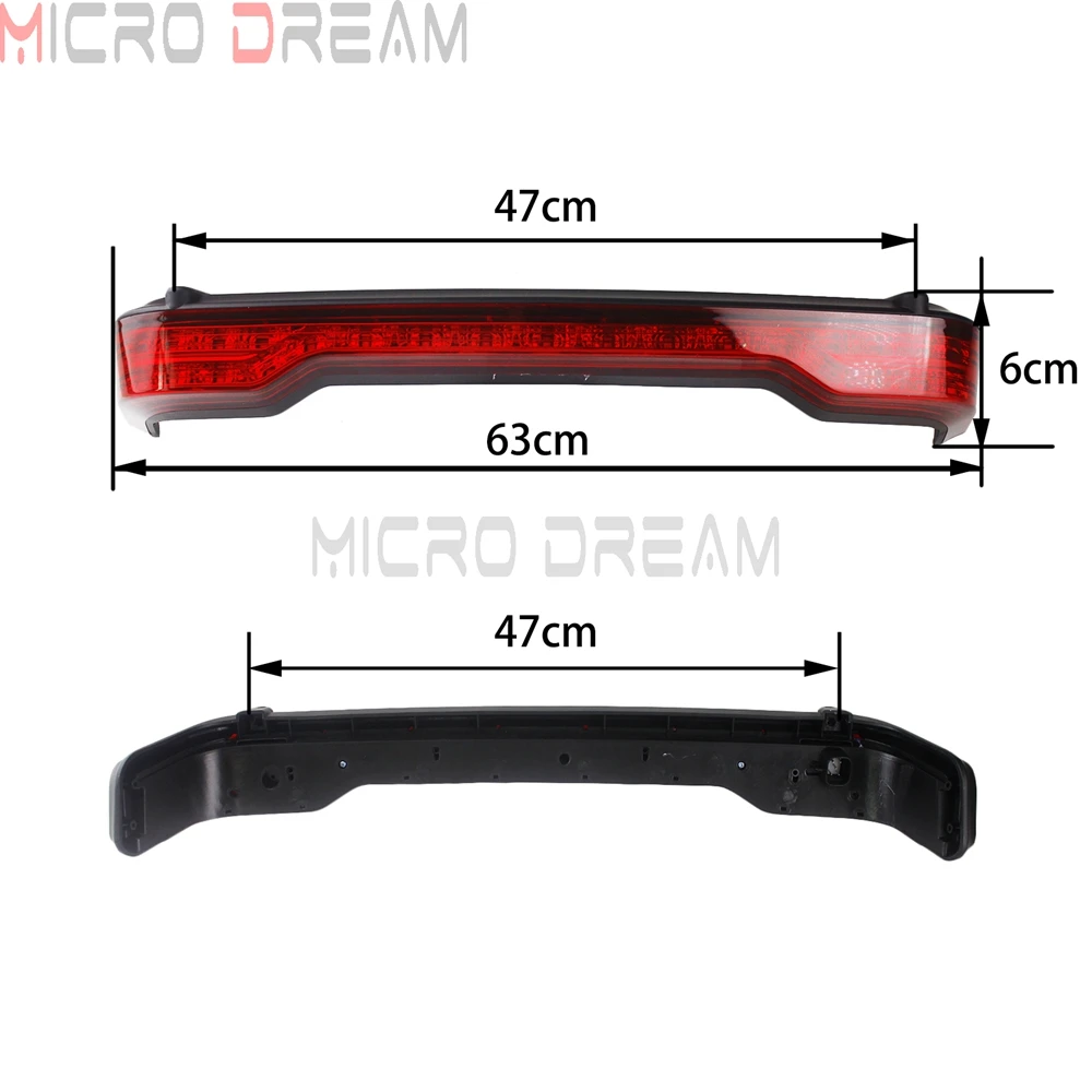  Motorcycle Chrome Red Wrap Tour Pack LED Brake Running Tail Light Wrap for Harley Touring Electra G - 4000235657059