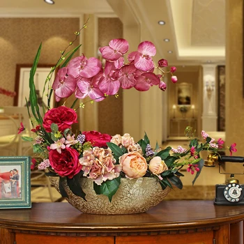 

LUXURY CERAMIC VASE+SIMULATION FLOWER ORNAMENTS HOME LIVINGROOM TABLE ARTIFICIAL FLOWER FIGURINES CRAFTS VILLA HOTEL DECORATION
