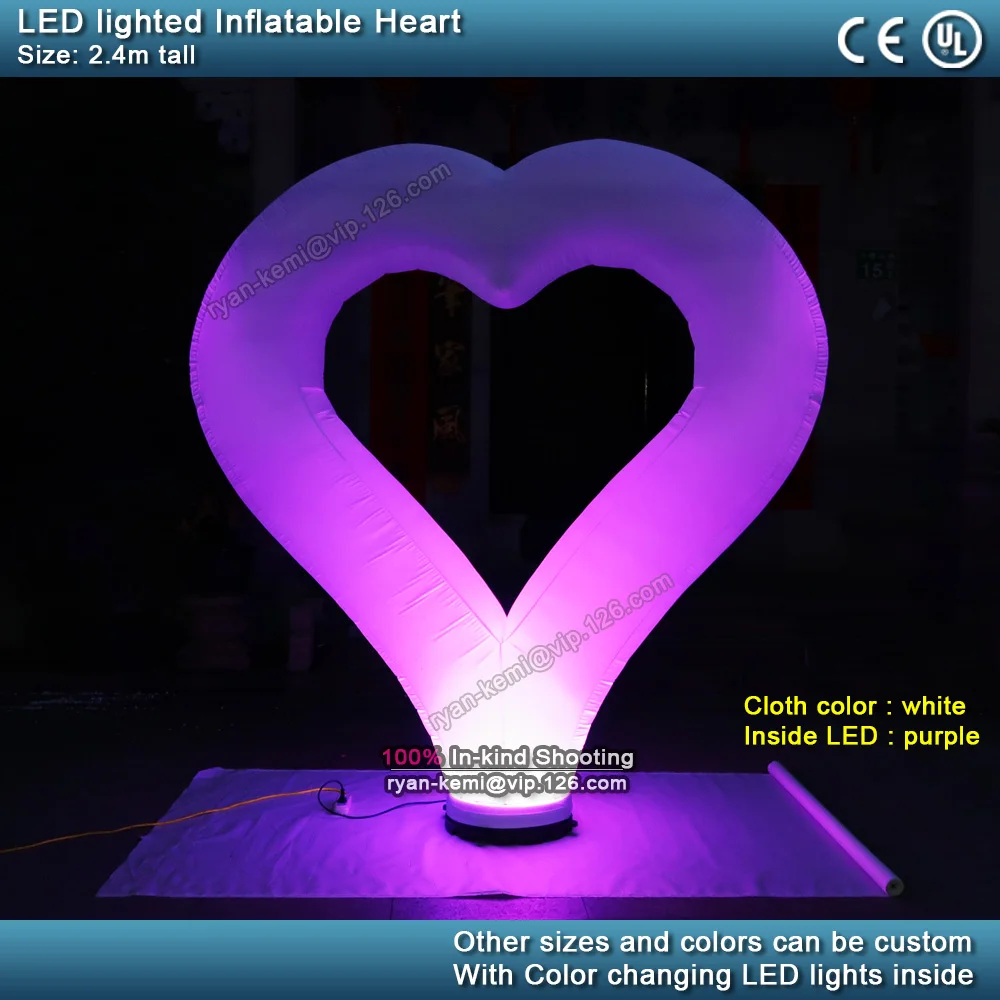 Надувной шарик в форме сердца Свадебная вечеринка паб украшения 8 футов в высоту с изменение цвета светодиодный светильник наружного использования