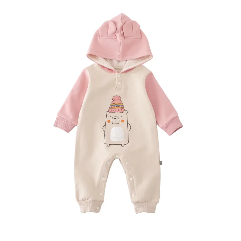Roupas Bebe/Одежда для новорожденных цельный комбинезон с рисунком бутылки молока и капюшоном, унисекс, Детская Пижама-комбинезон с героями мультфильмов, толстовки с капюшоном, комбинезон, костюм - Цвет: Pink