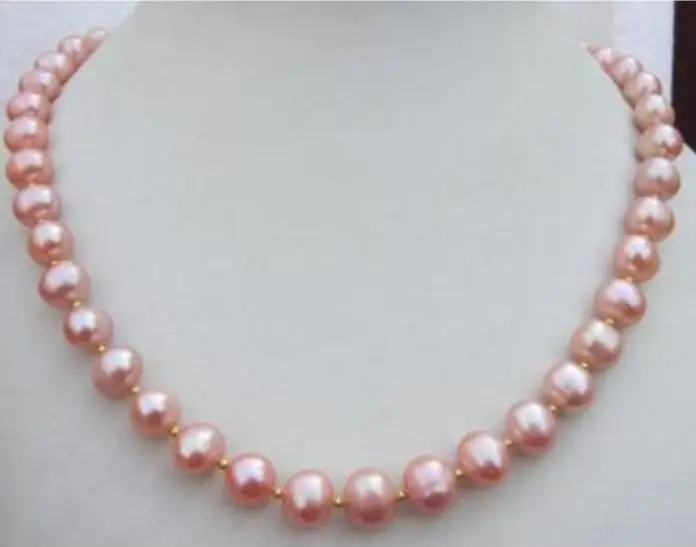 

18 INCH 9-10MM SOUTH SEA PINK PEARL NECKLACE 14K GOLD CLASP