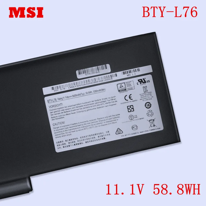 Сменный литий-ионный аккумулятор для ноутбука BTY-L76 для MSI GS70 серии MS-1771 2 шт. 2PE 2QC 2QD 2QE XMG C703 11,1 В 58.8WH