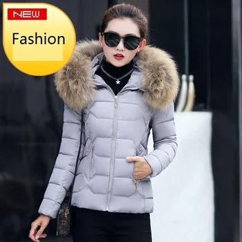 

winter jacket women 2019 Fashion Cotton Padded Hooded Coat Parkas Female Wadded Outwear Fur Collar Slim Warm Jackets