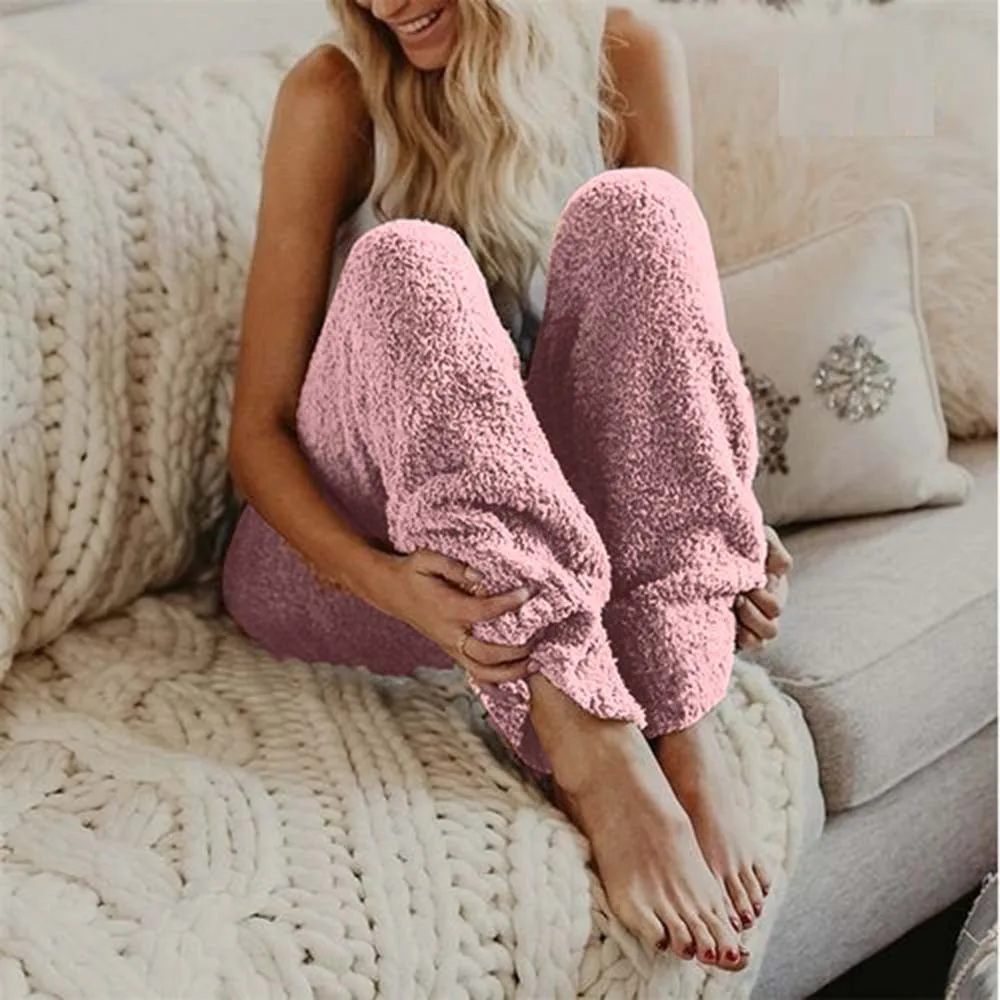 

Winter Pants Women Plus Size Fur Warm Elastic Waist Home Wear Fleece Trousers Soft Comfortable Solid Sweatpants Pantalon #Y3