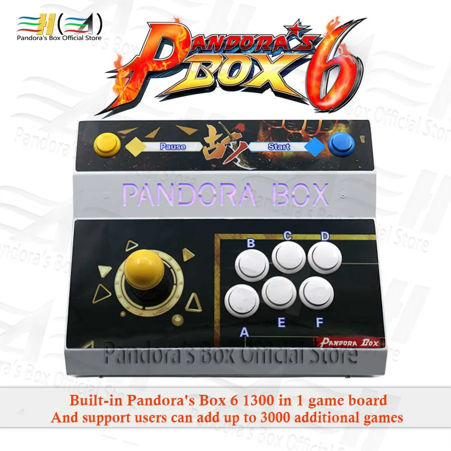 Новинка Pandora box 6 1300 в 1 одинарный Железный консоль аркадная игра fight stick Поддержка FBA MAME PS1 может добавить 3000 игр 3d tekken