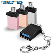 Tongdaytech Micro USB OTG адаптер с брелоком Micro Male на USB 3,0 Женский конвертер для Android samsung Galaxy Xiaomi Tablet