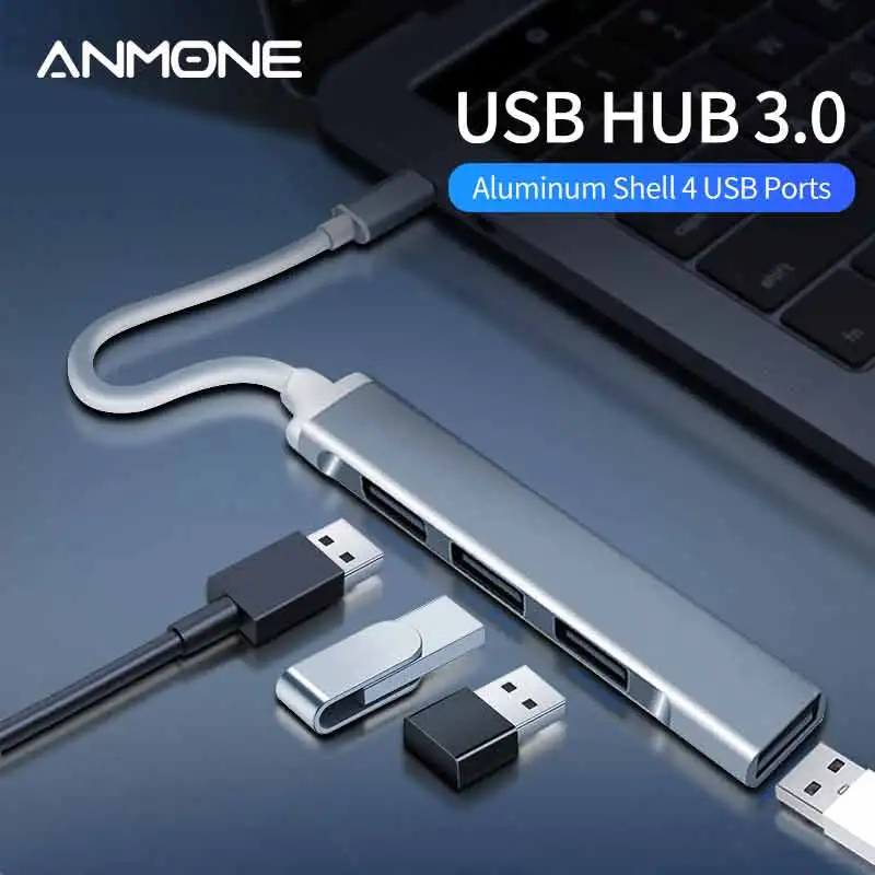 Obtenga esto Concentrador de red Usb de 4 puertos, Usb Otg C 3,0, divisor para Lenovo, Xiaomi, Macbook Pro, carga de datos, transferencia, extensor de Cable de Metal para dispositivos Usb AjXNeaD61d5