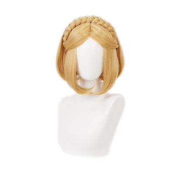 

Game The Legend of Zelda: Breath of the Wild Princess Zelda Wigs Short Heat Resistant Synthetic Hair Cosplay Wigs + Wig Cap