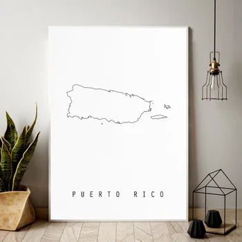 

Puerto Rico map print Minimal map Canvas Poster No FRAME