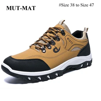 

Spring and Autumn Man Sports Shoes Casual Wearable Hiking Sneakers Male Non-slip Running Quality Leather Shoes Large size 47