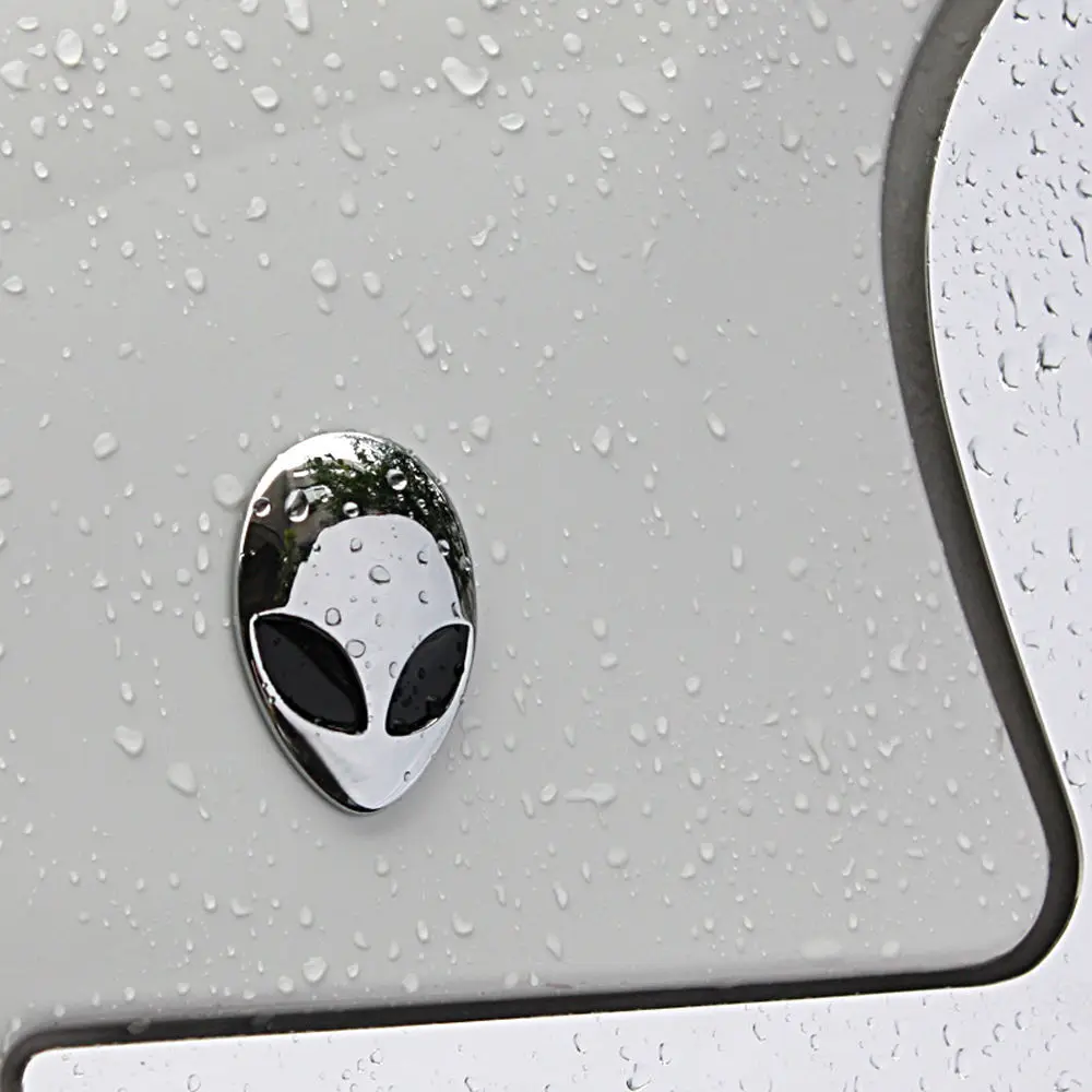 Chrome Auto 3D Emblem Badge Sticker, Alien Head Car Decal Universal for Cars Trucks Motorcycles