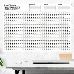 Planificateur mural Kawaii 2022, calendrier annuel, calendrier quotidien, avec autocollants, points, papeterie, étude, planification, apprentissage 