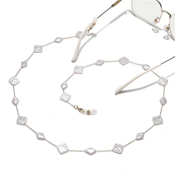 

PINKSEE Fashion Handmade Glasses Chain Metal Chain Square Crystal Beaded Glasses Chain Slip Eyewear Lanyards Strap