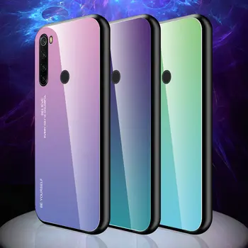 

50pcs/lot For Xiaomi Redmi Note 8 Pro Hard Tempered Glass Fashion Gradient Back Soft Side Case For Xiaomi Redmi Note 8T