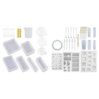 

62 Pcs Diy Bracelet Pendant Jewelry Casting Molds with Resin Molds for Crafts, 9 Pack Silicone Resin Mold Kit