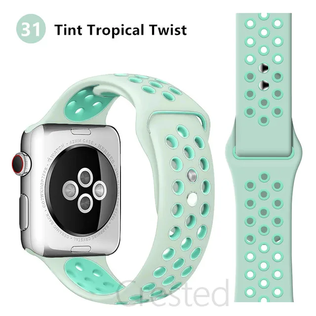 Silicone Strap For apple Watch band 44mm 40mm 45mm 41mm 40 44 mm Breathable Accessories watchband bracelet iWatch 3 4 5 se 6 7 Tint Tropical Twist