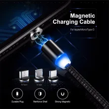 Магнитный Micro USB кабель для IPhone X XS 8 7 Plus samsung Android мобильный телефон Быстрая зарядка usb type C зарядный кабель провод шнур