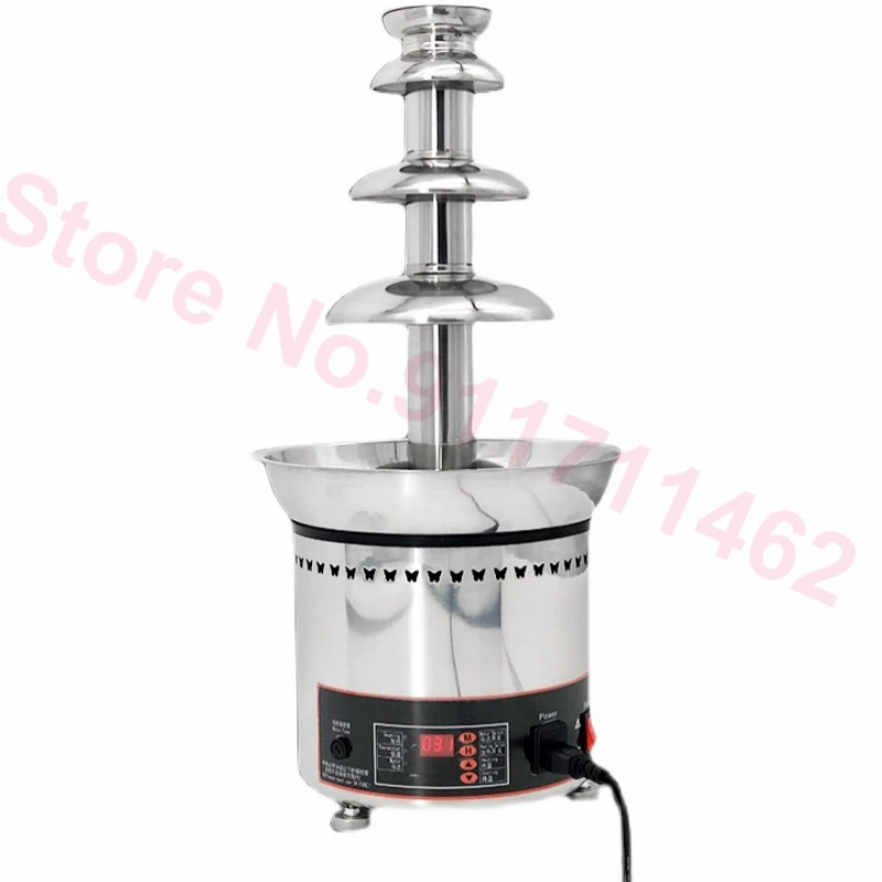 4 Tiers Chocolate Fountain Creative Stainless Steel Chocolate Waterfall Machine Melting Warming